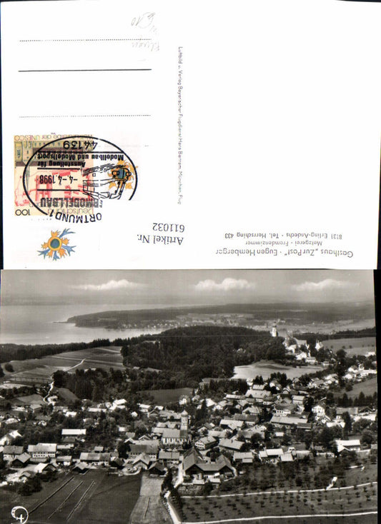 611032,Aerial photograph of Erling with Andechs Monastery