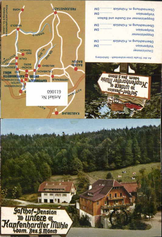 611060,Foldable advertising card Kapfenhardt Gasthof Pension untere Kapfenhardter Mühle Schömberg
