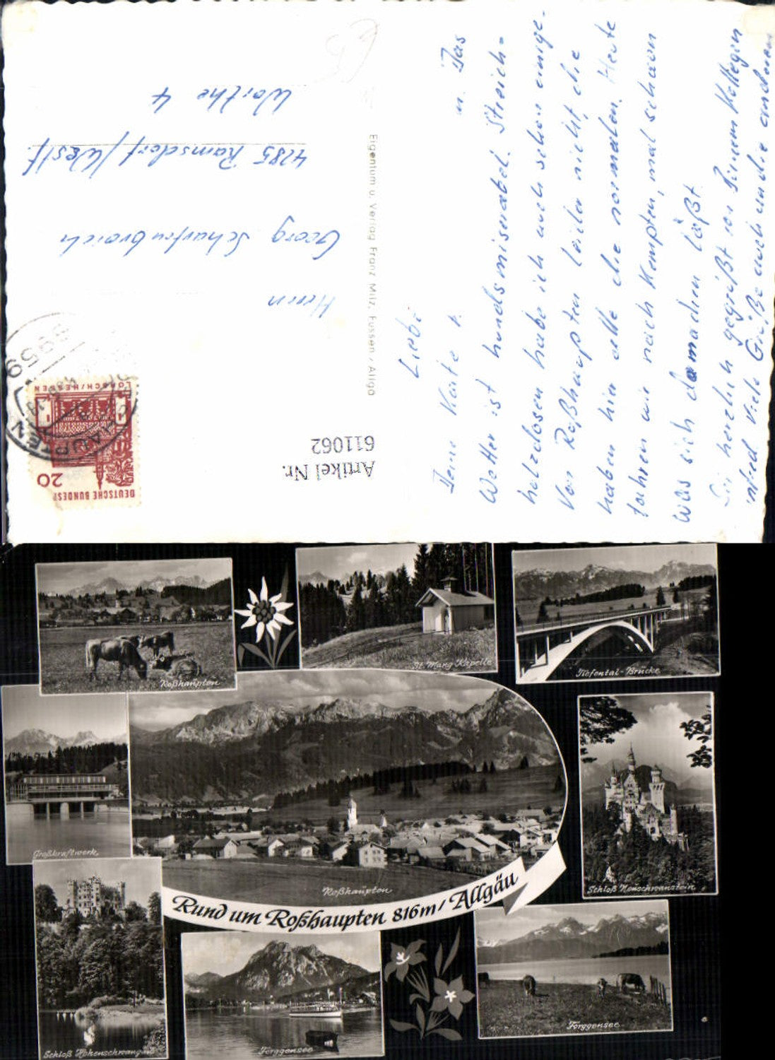 611062, Multi-image postcard Roßhaupten i. Allgäu Neuschwanstein Castle