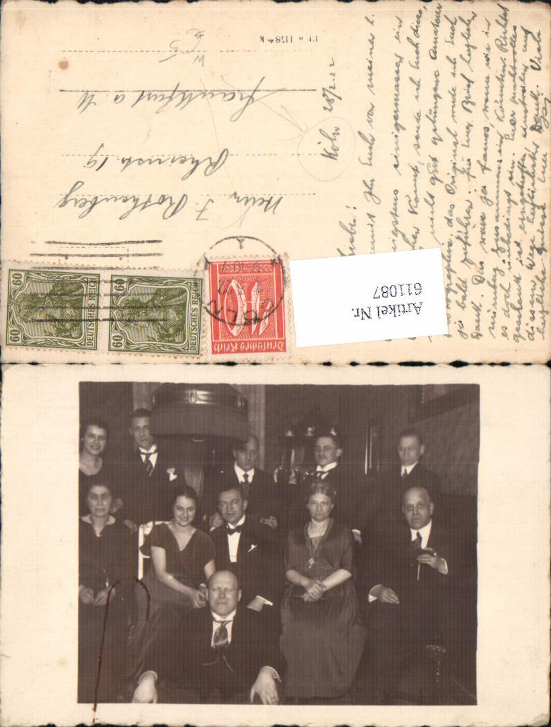 611087,tolle Foto-AK Köln am Rhein Hochzeitsgesellschaft Foto Hochzeit 1922