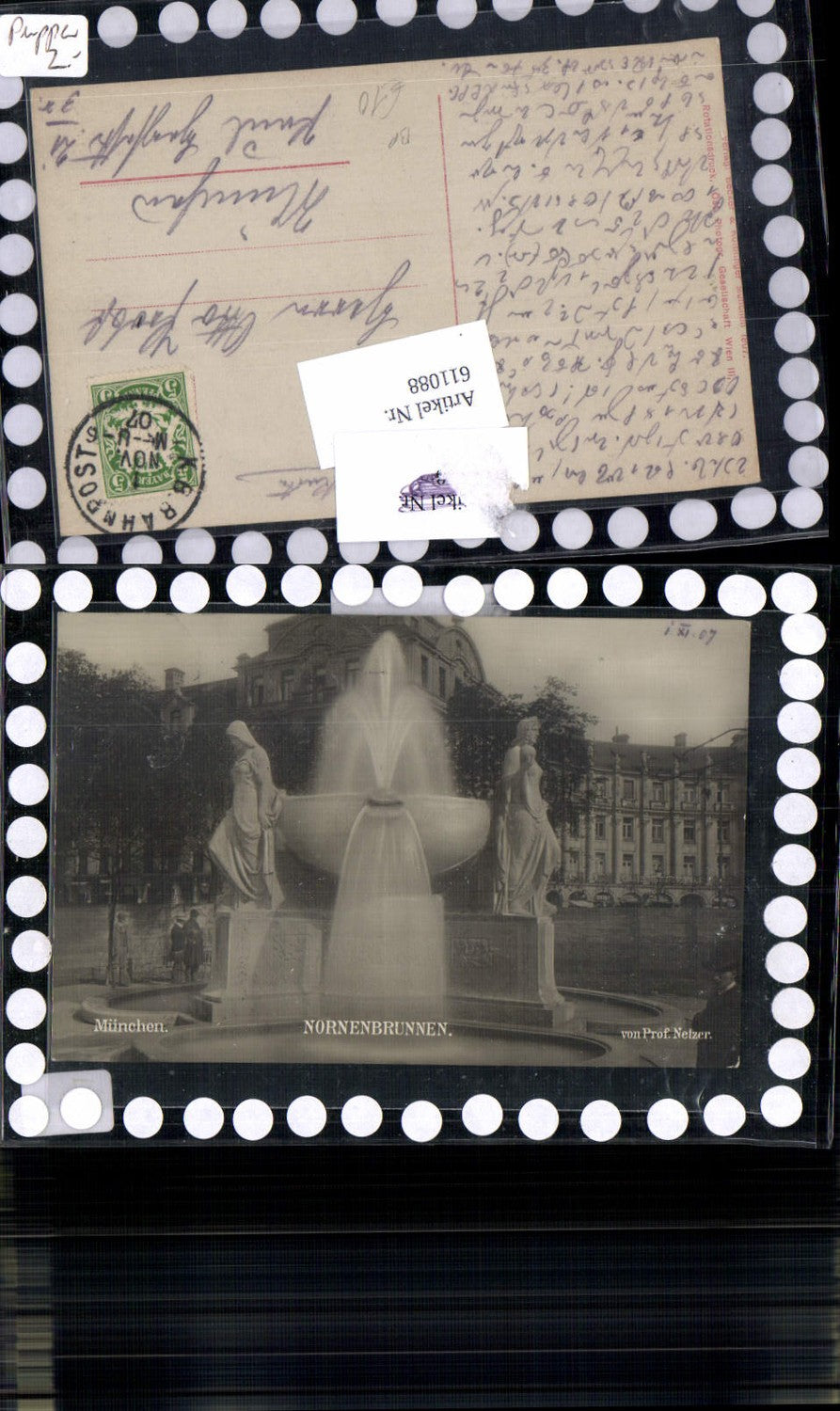 611088,tolle Foto-AK München Nornenbrunnen Brunnen von Prof. Netzer 1907 pub Becker & Kolblinger