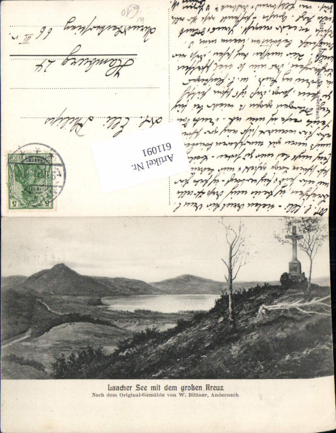 611091,Laacher See nach W. Bittner Andernach Glees Maria Laach Brohltal LK Ahrweiler