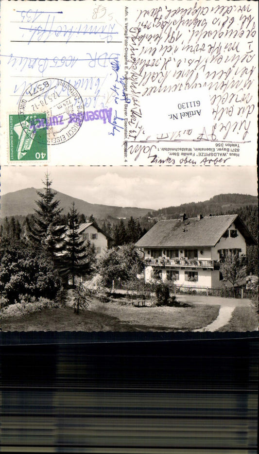 611130,Bayerisch Eisenstein Haus Waldspitze Absender zurück Stempel Postvermerk