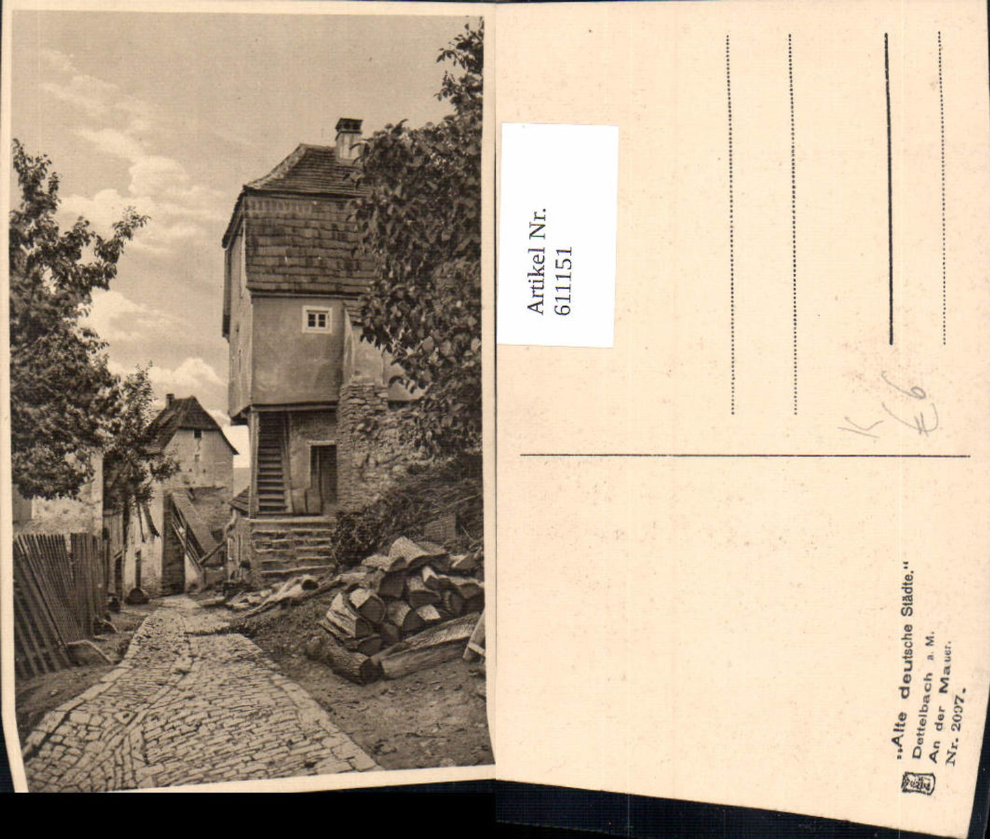 611151, Artist Ak Dettelbach a. M. An der Mauer Schwarzach am Main