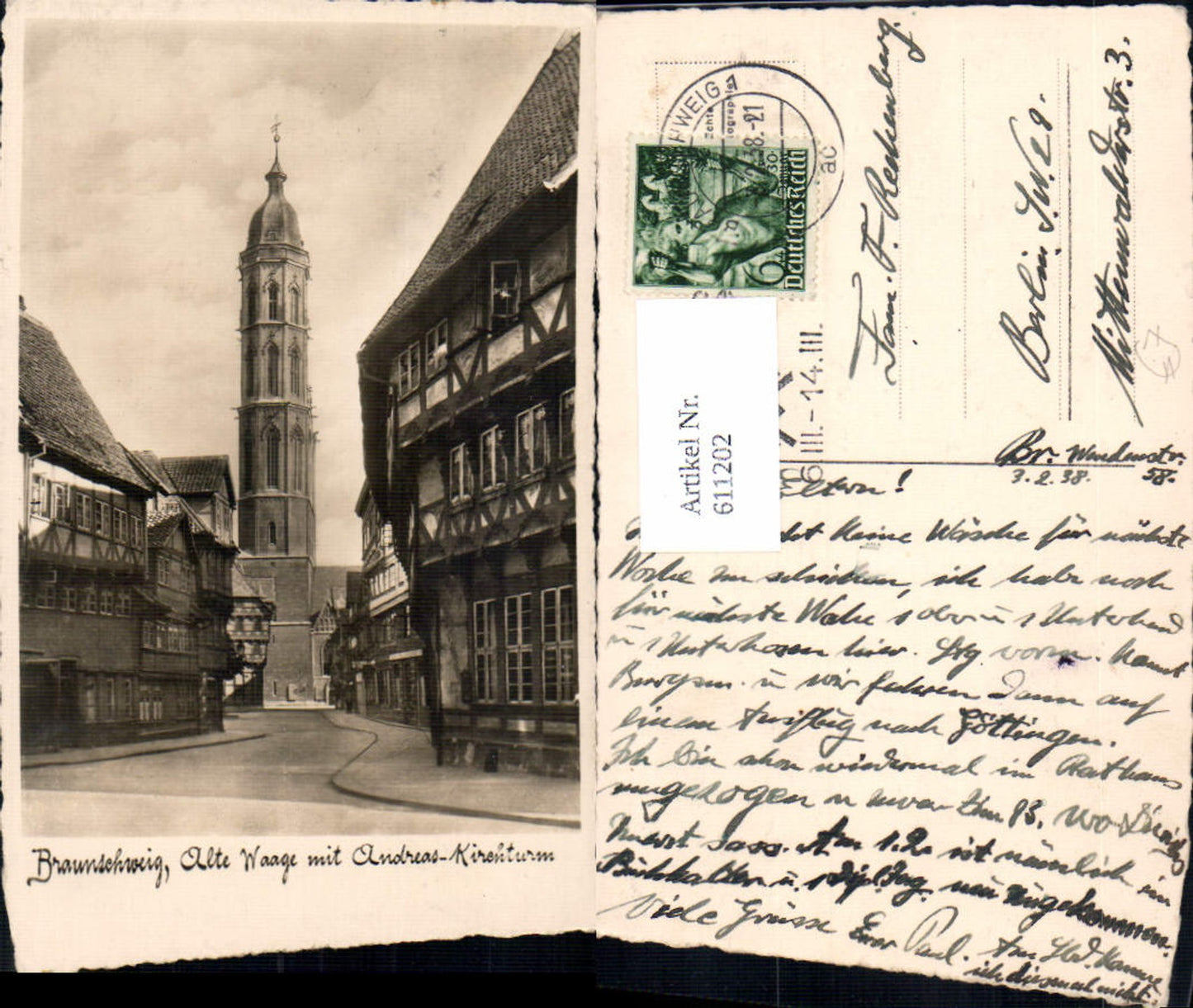 611202,Foto Ak Braunschweig Alte Waage m. Andreas-Kirchturm