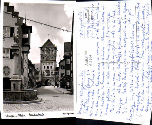 611204,Foto Ak Wangen i. Allgäu Paradiesstraße Brunnen