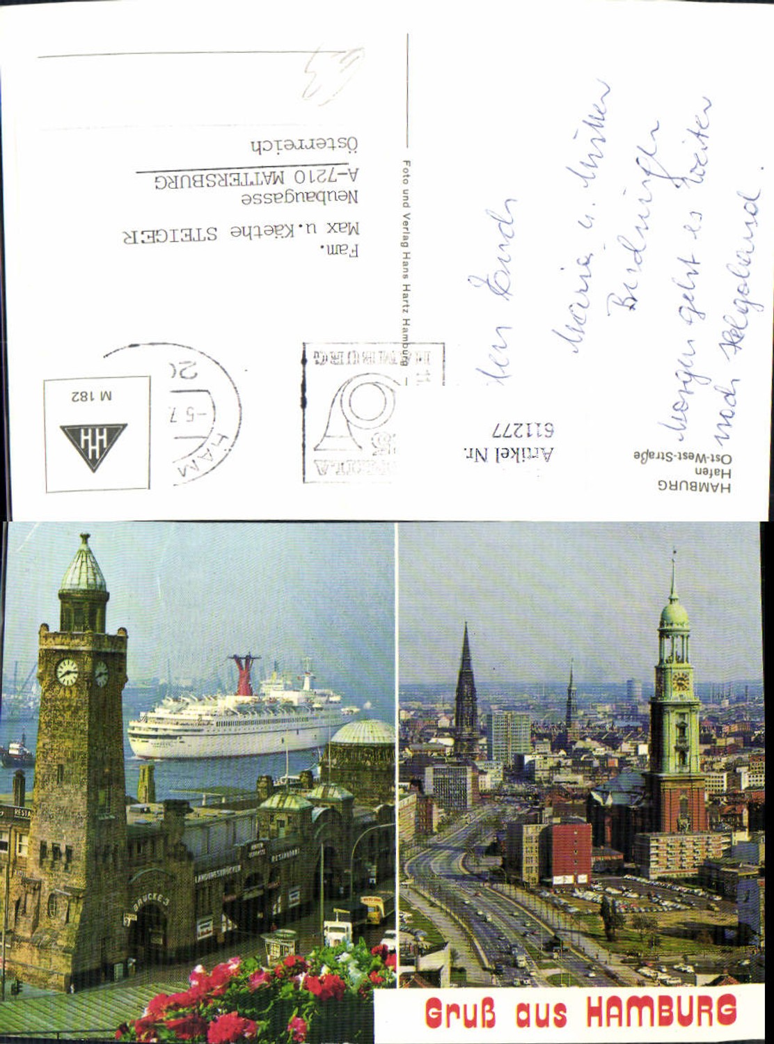 611277,Mehrbild Ak Hamburg Hafen u. Ost-West-Straße Schiff Dampfer