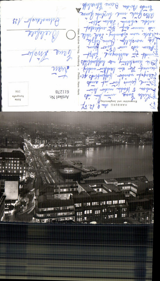 611278,Foto Ak Hamburg Binnenalster u. Jungfernstieg b. Nacht