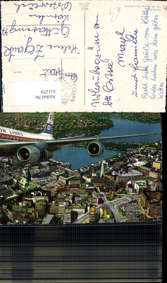 611279,Luftbild Hamburg City mit Binnen- und Außenalster m. Flugzeug Turbinen