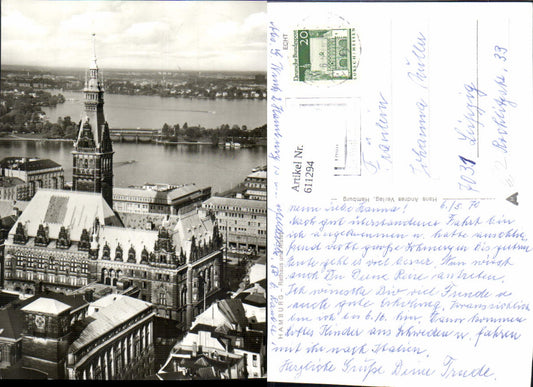 611294,Foto Ak Hamburg Rathaus u. Alster