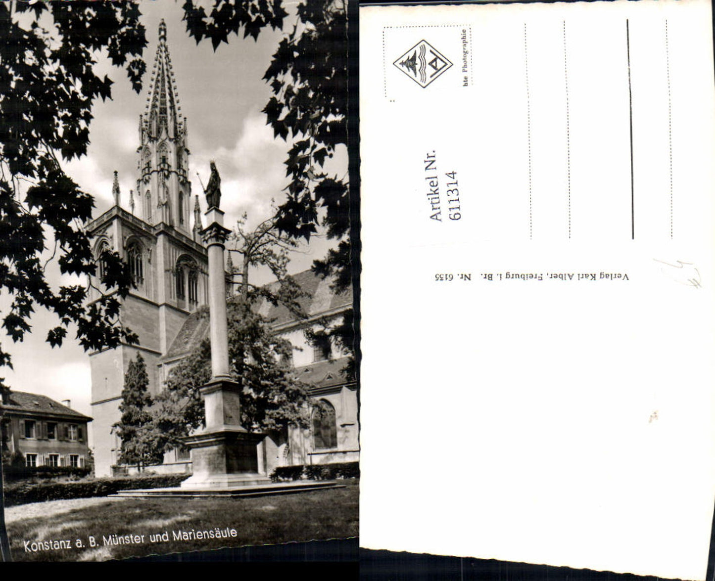 611314,Foto Ak Konstanz a. Bodensee Münster u. Mariensäule Kirche