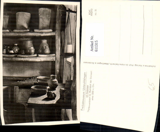 611315, Photo Ak Open-Air Museum Unteruhldingen on Lake Constance Pottery workshop in Stone Age pile village