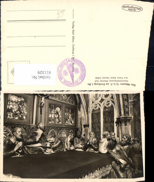 611329, Photo Ak Freiburg i. Breisgau Minster Last Supper Group Right Part Detail View