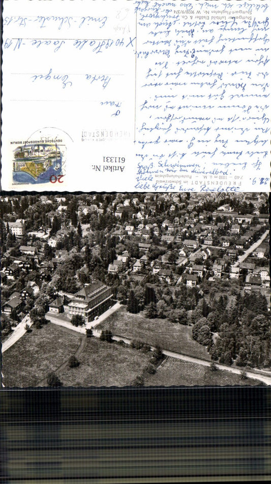 611331, Aerial photograph Freudenstadt Black Forest Post Office Recreation Home