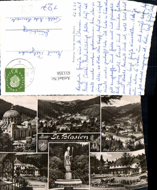 611356, Multi-image postcard St. Blasien, Black Forest, St. Blasius Fountain, Cathedral, Music Pavilion, Spa Gardens