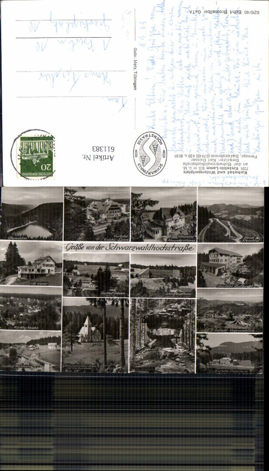 611383,Mehrbild Ak Freudenstadt Kniebis-Lamm Schwarzwaldhochstraße Glaswaldsee Kurhotel Kniebis-Lamm