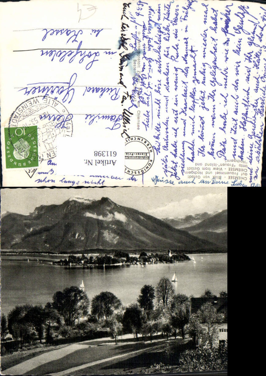 611398, Chiemsee view from Gstadt to Fraueninsel Hochgern