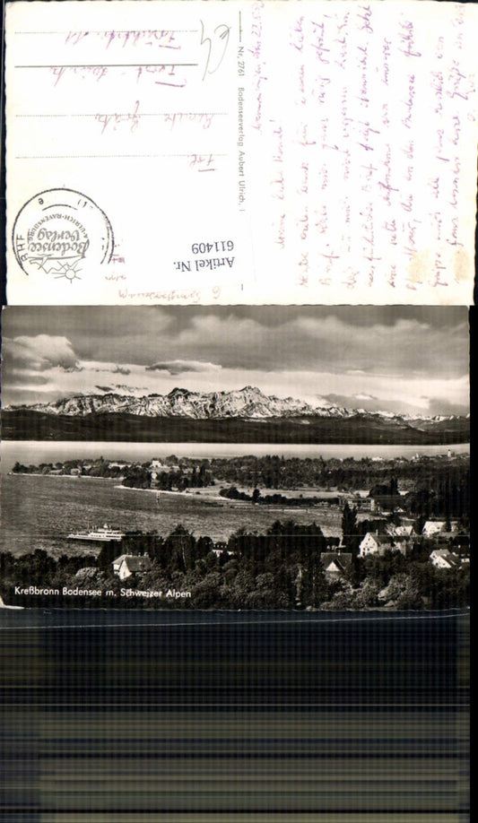 611409, Photo Ak Kreßbronn Lake Constance Swiss Alps Ship