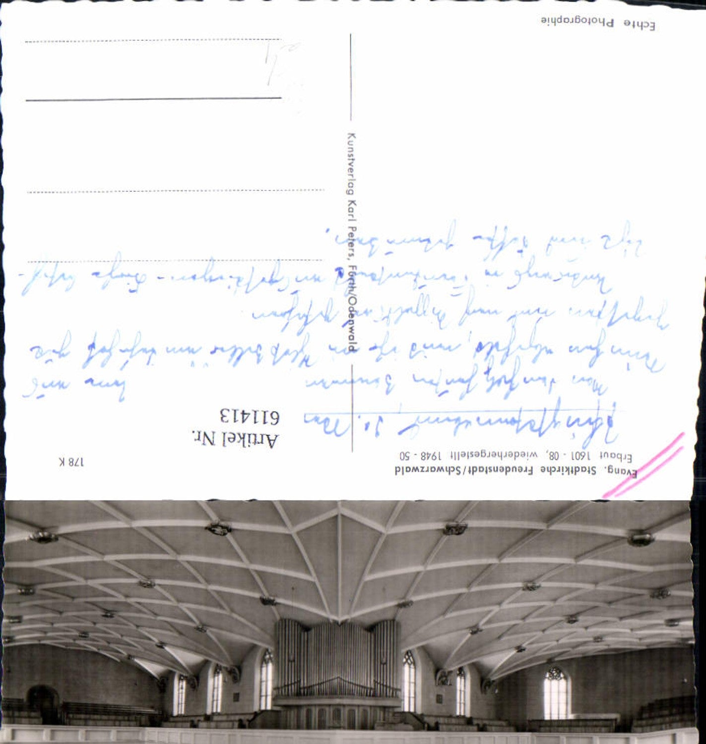 611413,Freudenstadt Schwarzwald Evang. Stadtkirche Kirche Innenansicht Orgel