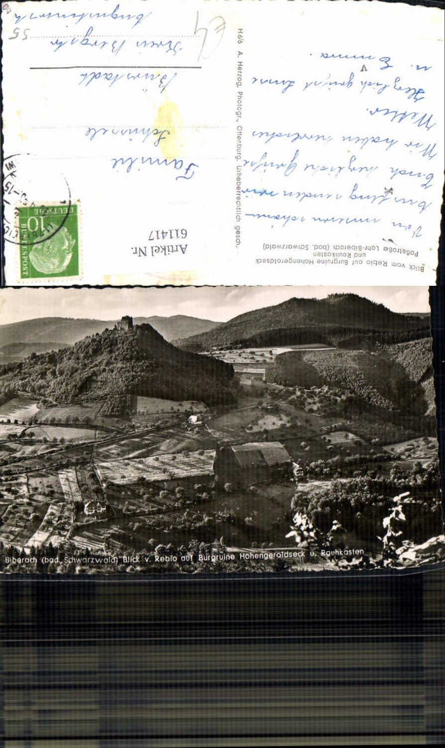 611417, Photo Ak Seelbach View from Rebio towards the Hohengeroldseck castle ruins and Rauhkasten Lahr-Biberach