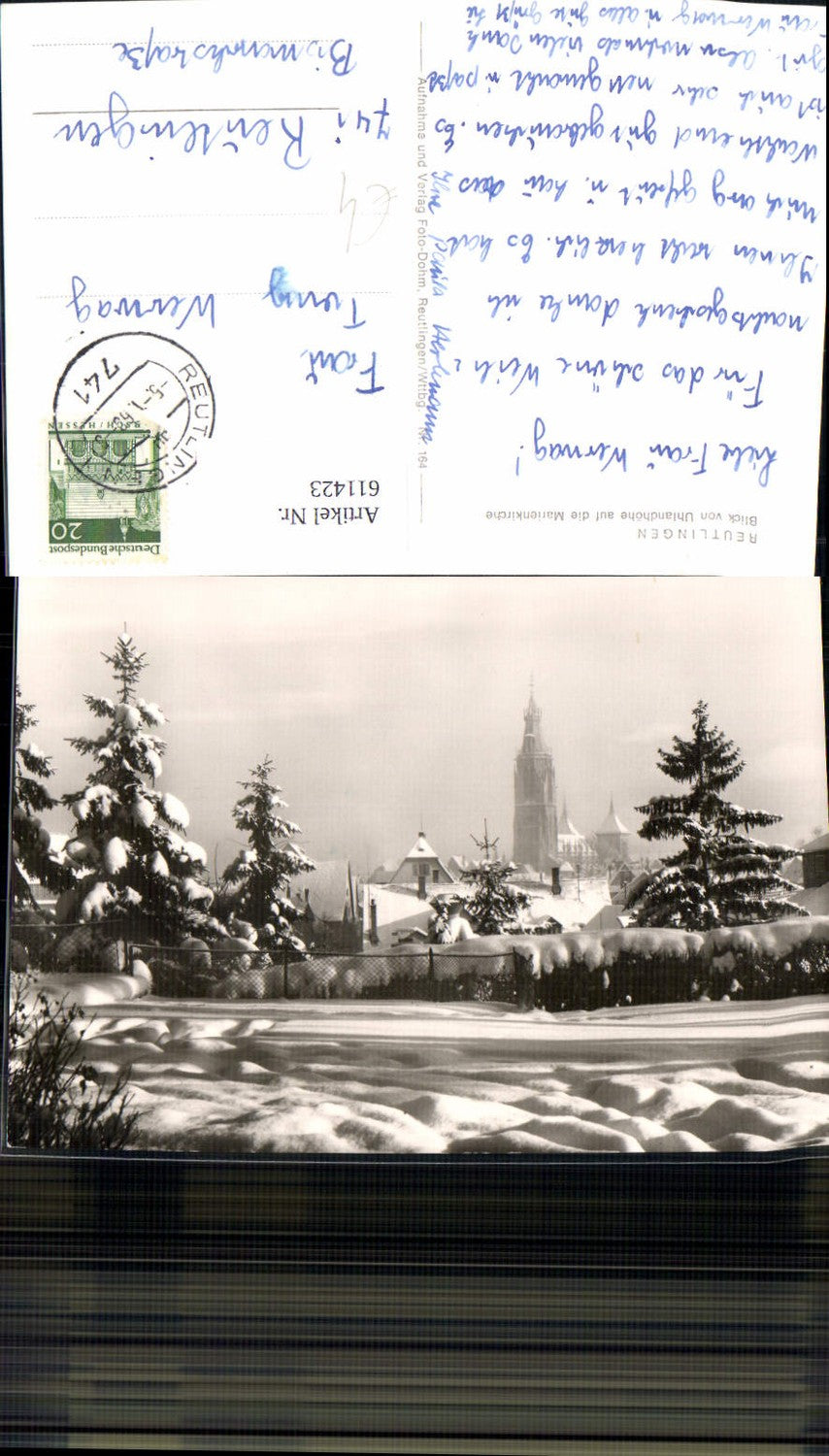 611423,Reutlingen Blick v. Uhlandhöhe auf d. Marienkirche Winteransicht