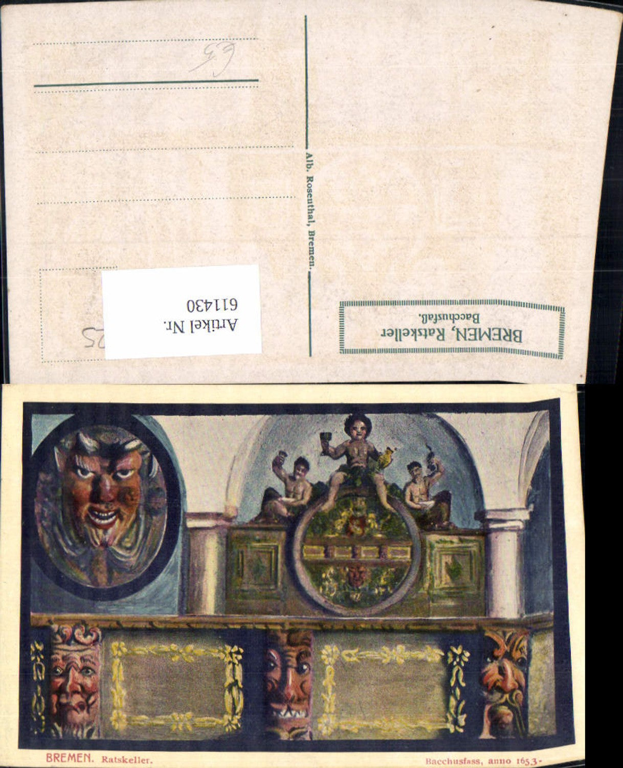 611430,Künstler Ak Bremen Ratskeller Bacchusfaß Wein
