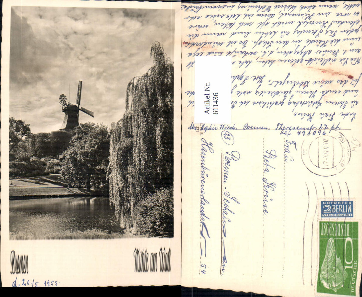 611436,Bremen Mühle a. Wall Windmühle Birke Baum