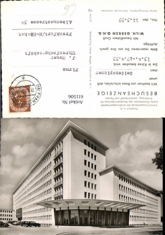 611506,Foto Ak Frankfurt a. Main Verwaltungsgebäude Bundesministerium Ernährung Landwirtschaft