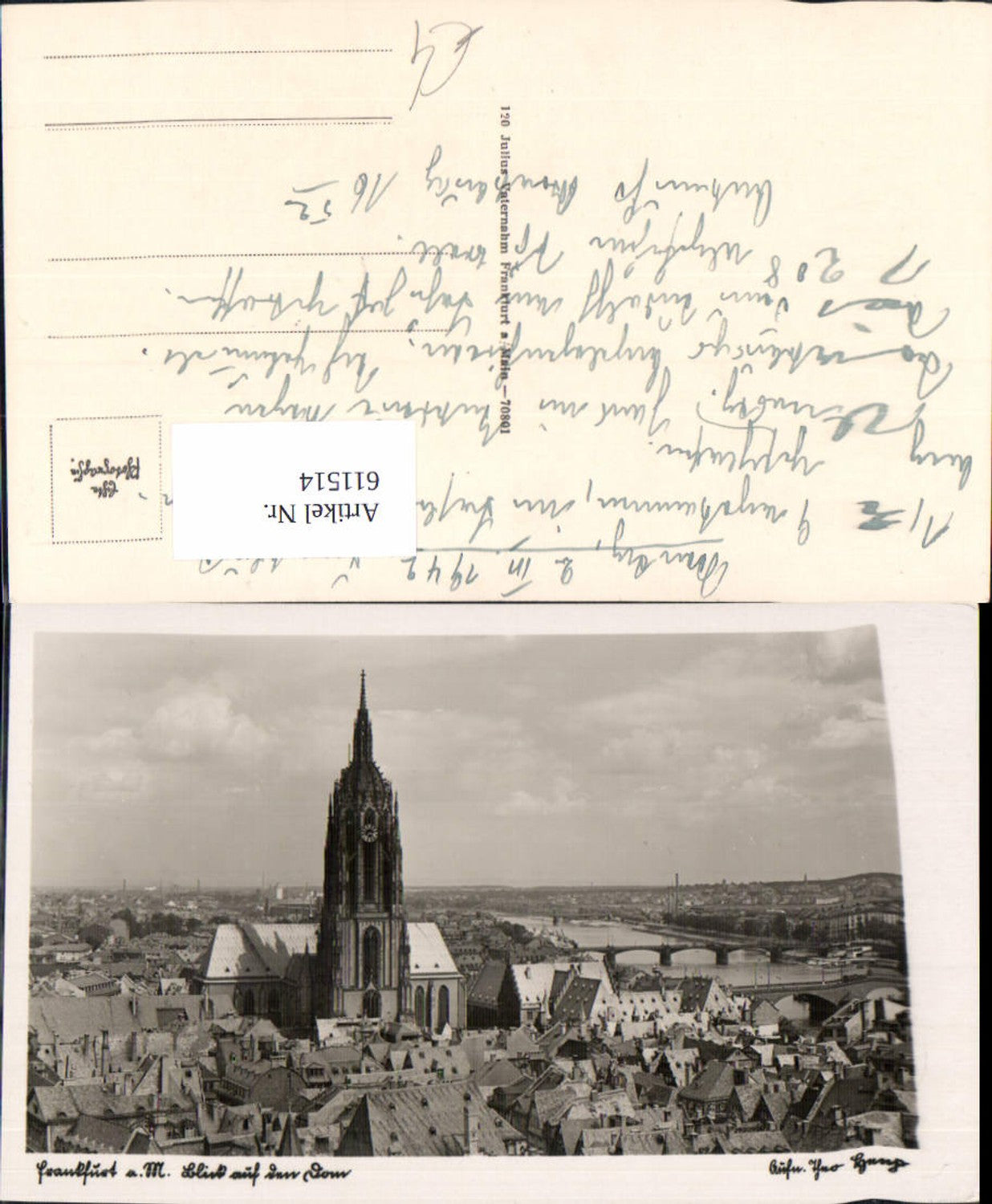 611514,Foto Ak Frankfurt a. Main Blick auf den Dom