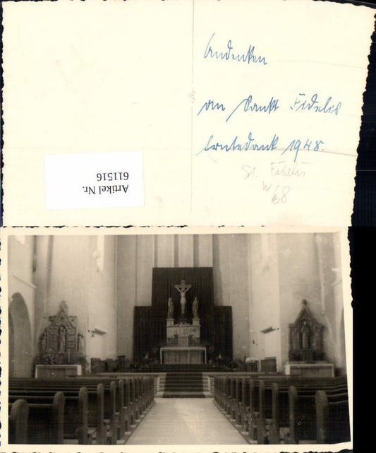 611516,Foto Ak Sankt Fidelis Kirche Darmstadt 1948