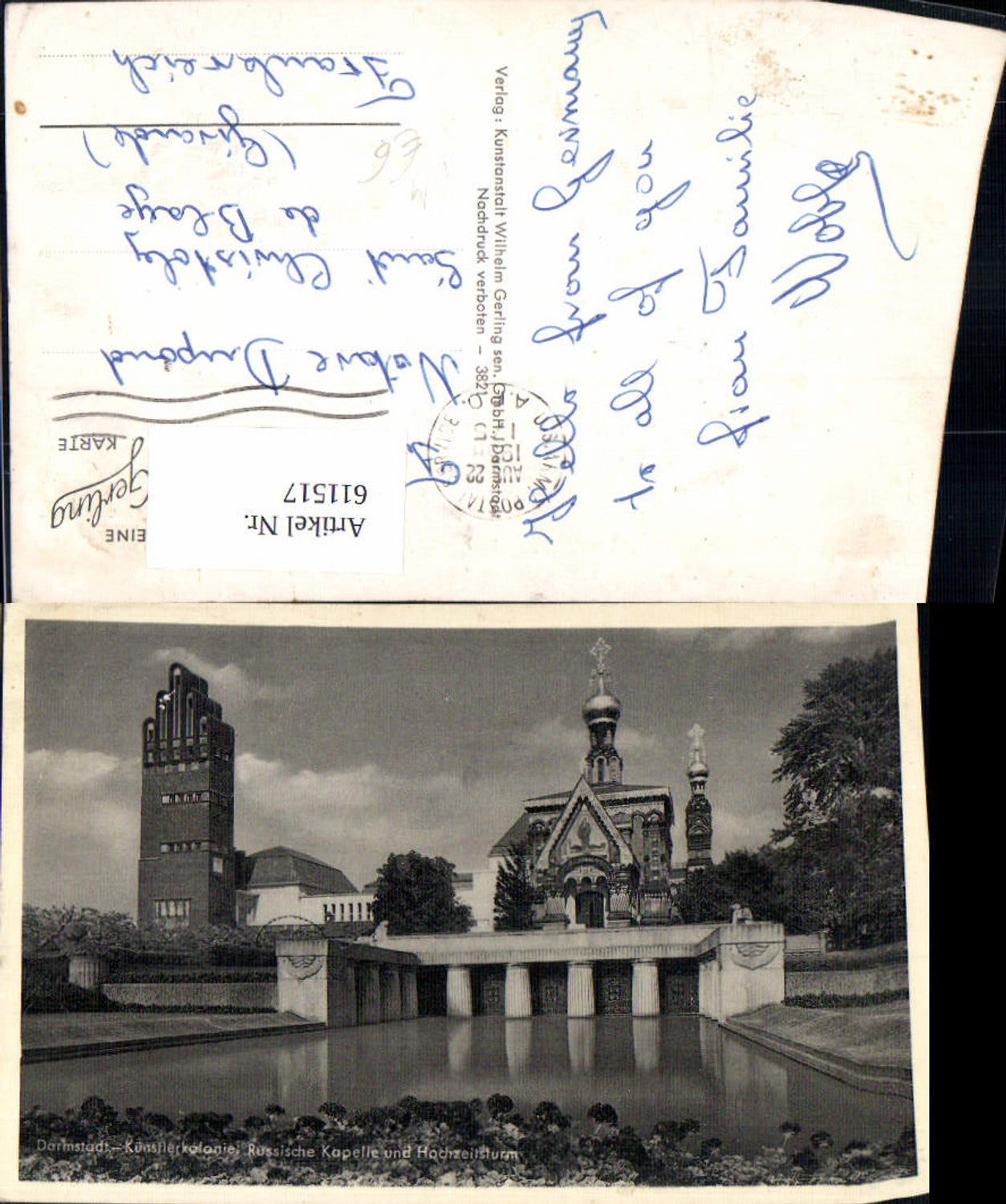 611517,Foto Ak Darmstadt Russische Kapelle u. Hochzeitsturm