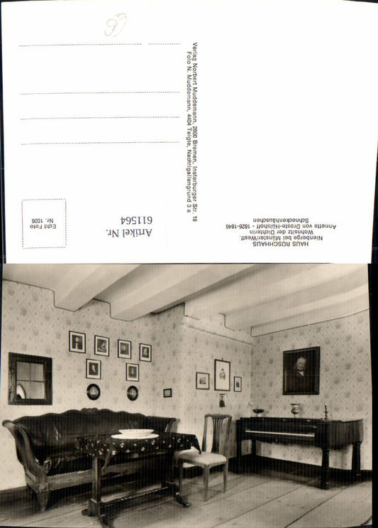 611564,Foto Ak Haus Rüschhaus Nienberge b. Münster i. Westfalen Dichterin Annette v. Droste-Hülshoff Interieur