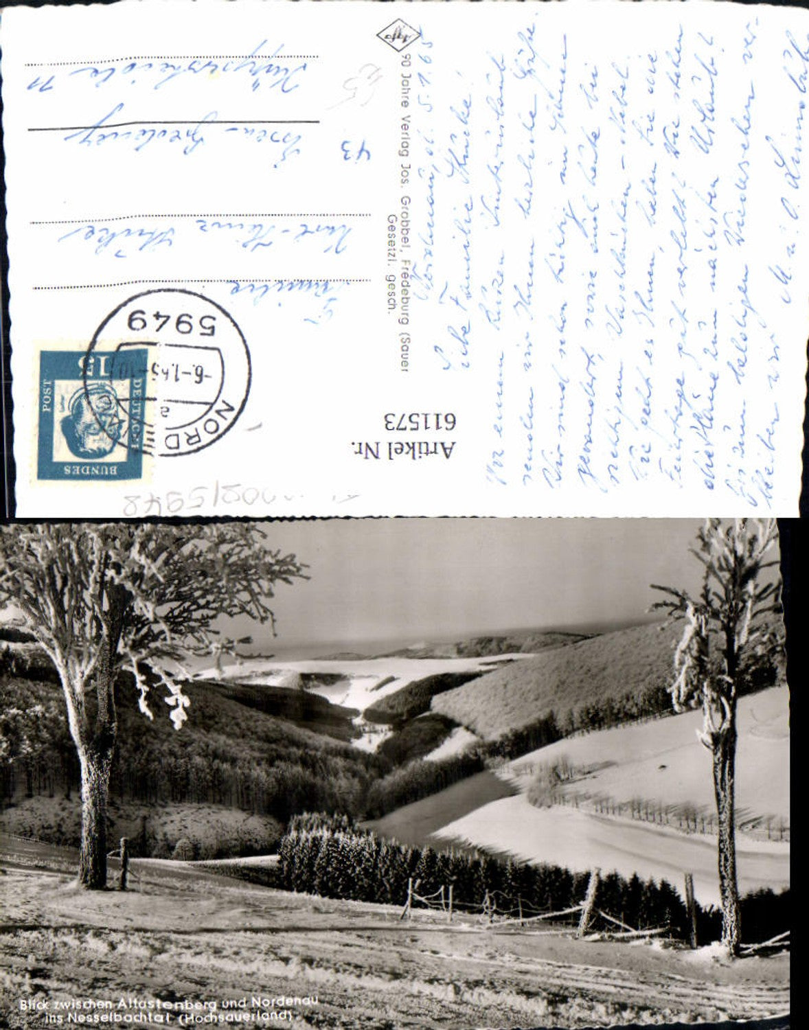 611573,Foto Ak Blick zwischen Astenberg u. Nordenau Winterberg ins Nesselbachtal Hochsauerland Winteransicht