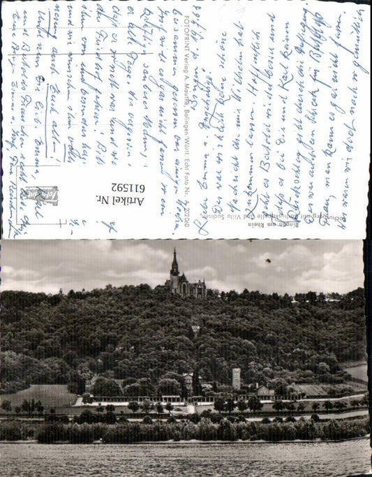611592,Foto Ak Bingen a. Rhein Rochusberg m. Rochuskapelle u. Villa Sachsen