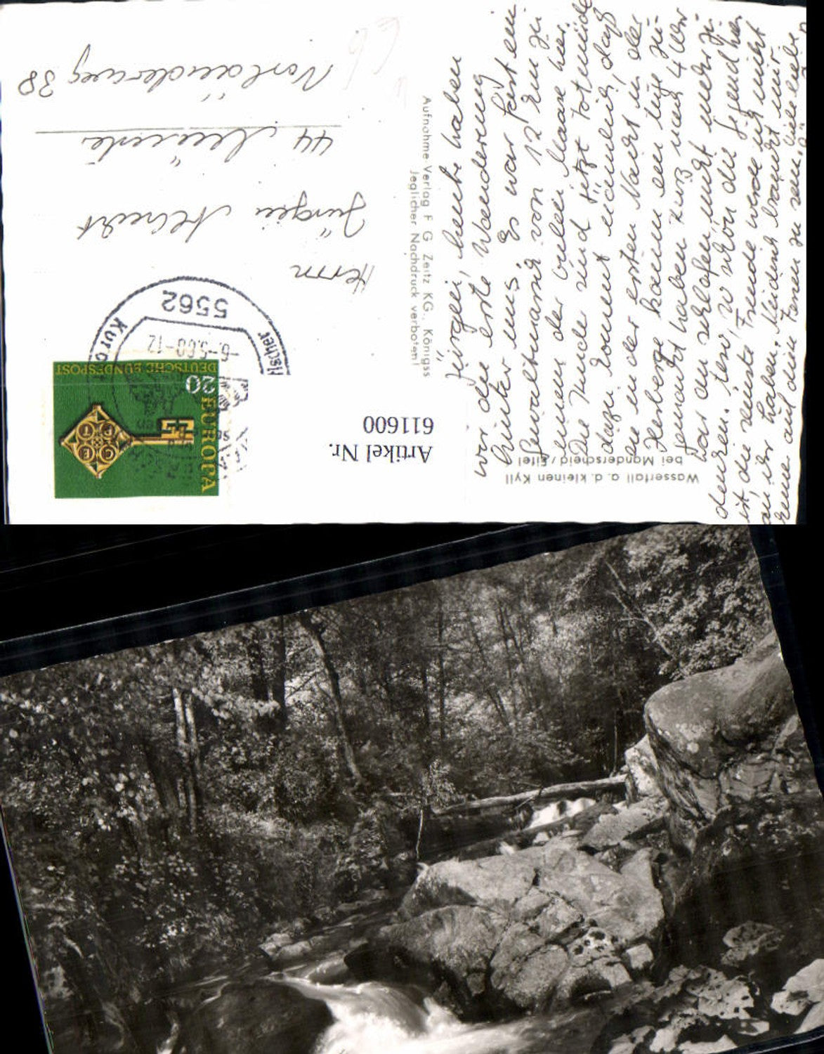 611600,Foto Ak Horngraben Wasserfall a. d. Kleinen Kyll b. Mangerscheid Eifel