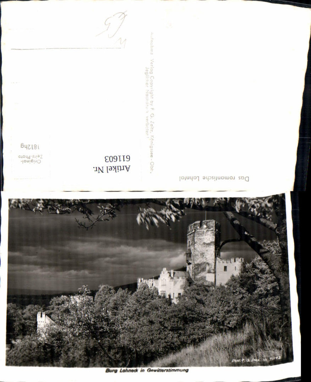 611603,Foto Ak Lahnstein Lahntal Burg Lahneck i. Gewitterstimmung