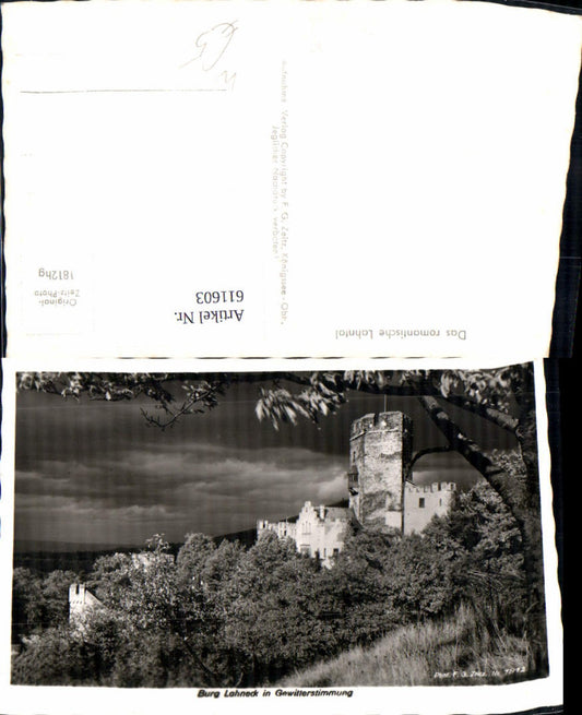 611603,Foto Ak Lahnstein Lahntal Burg Lahneck i. Gewitterstimmung