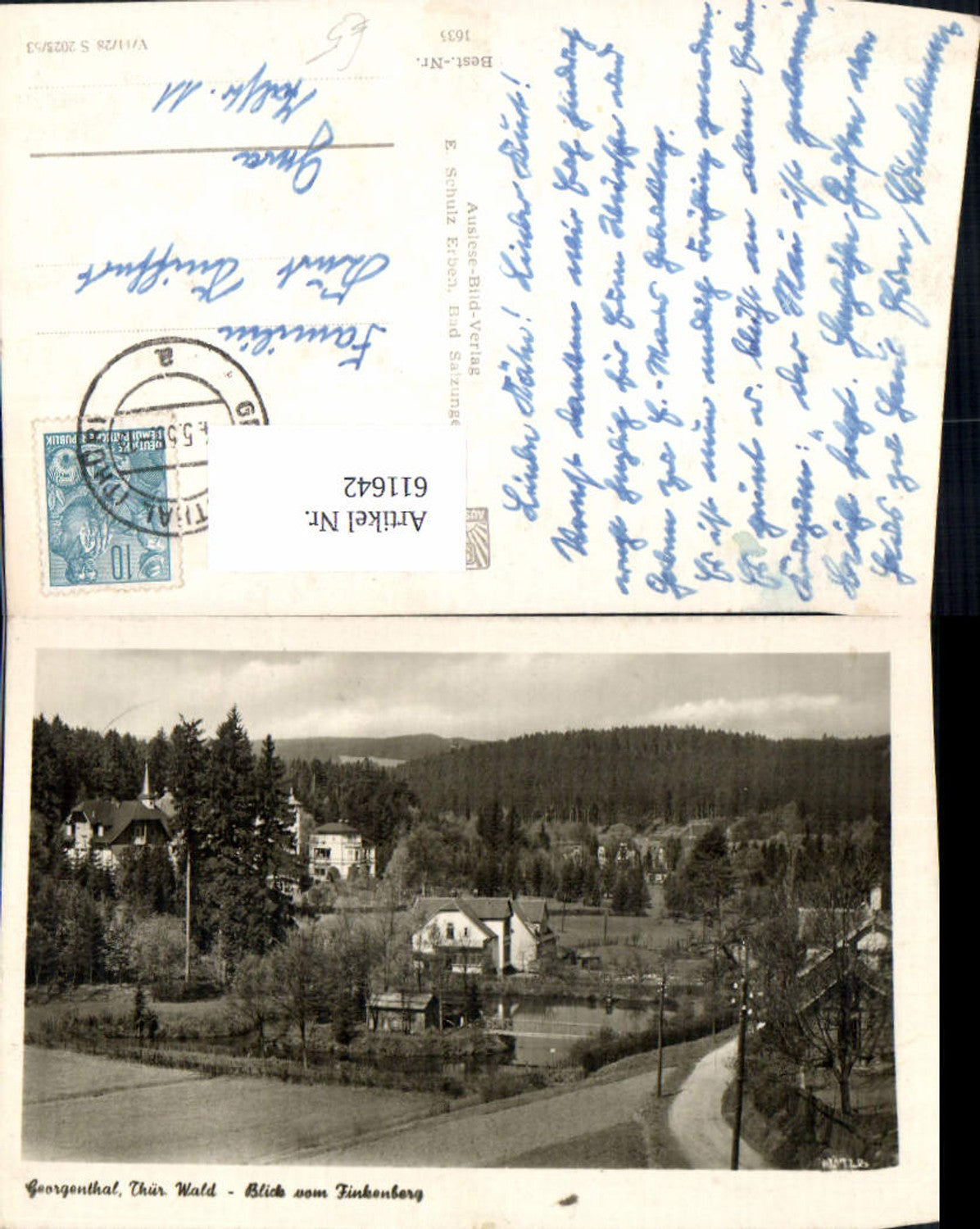 611642,Foto Ak Georgenthal Thüringer Wald Blick v. Finkenberg