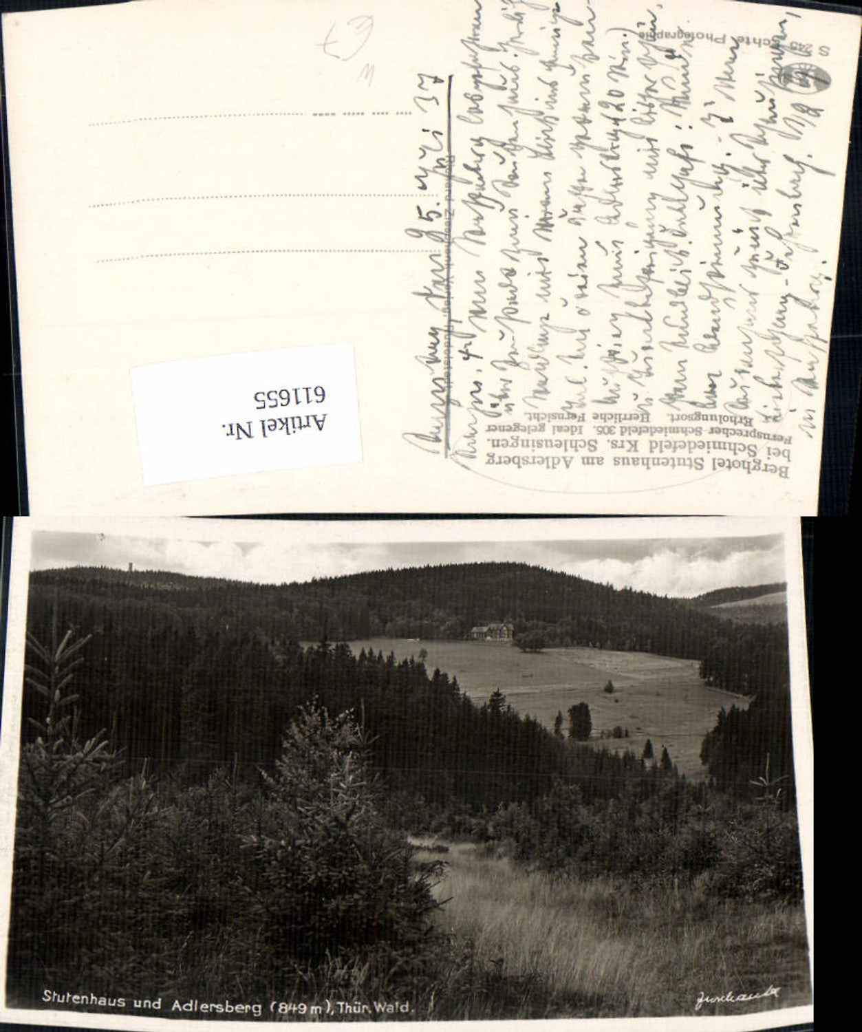 611655, Photo Ak Schmiedefeld Schleusingen Stutenhaus u. Adlersberg Thuringian Forest
