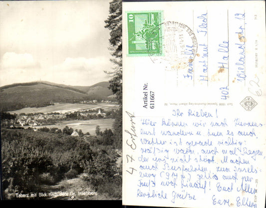 611667, Photo Ak Bad Tabarz with view of the Großer Inselsberg
