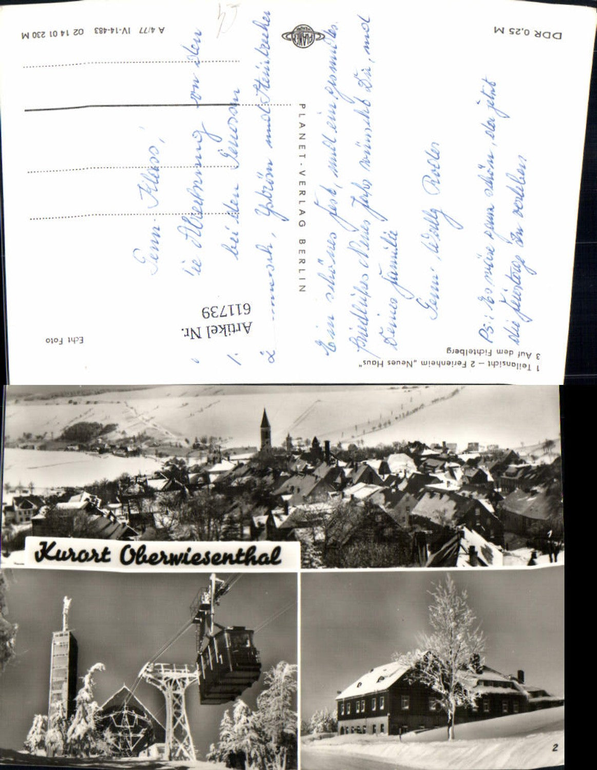 611739,Mehrbild Ak Oberwiesenthal Winteransicht Seilbahn Gondel