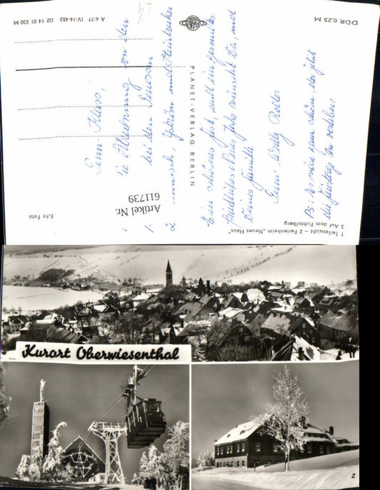 611739,Mehrbild Ak Oberwiesenthal Winteransicht Seilbahn Gondel
