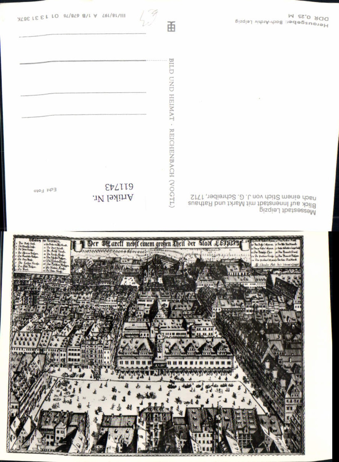 611743,Foto Ak n. Stich J.G. Schreiber Leipzig m. Markt u. Rathaus