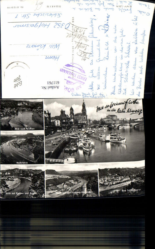 611761,Mehrbild Ak Sächsische Schweiz Weissen Flotte Königstein Bad Schandau Basteiblick Schiffe Dampfer