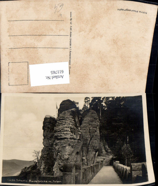 611765,Foto Ak Lohmen Sächsische Schweiz Basteibrücke m. Felsen