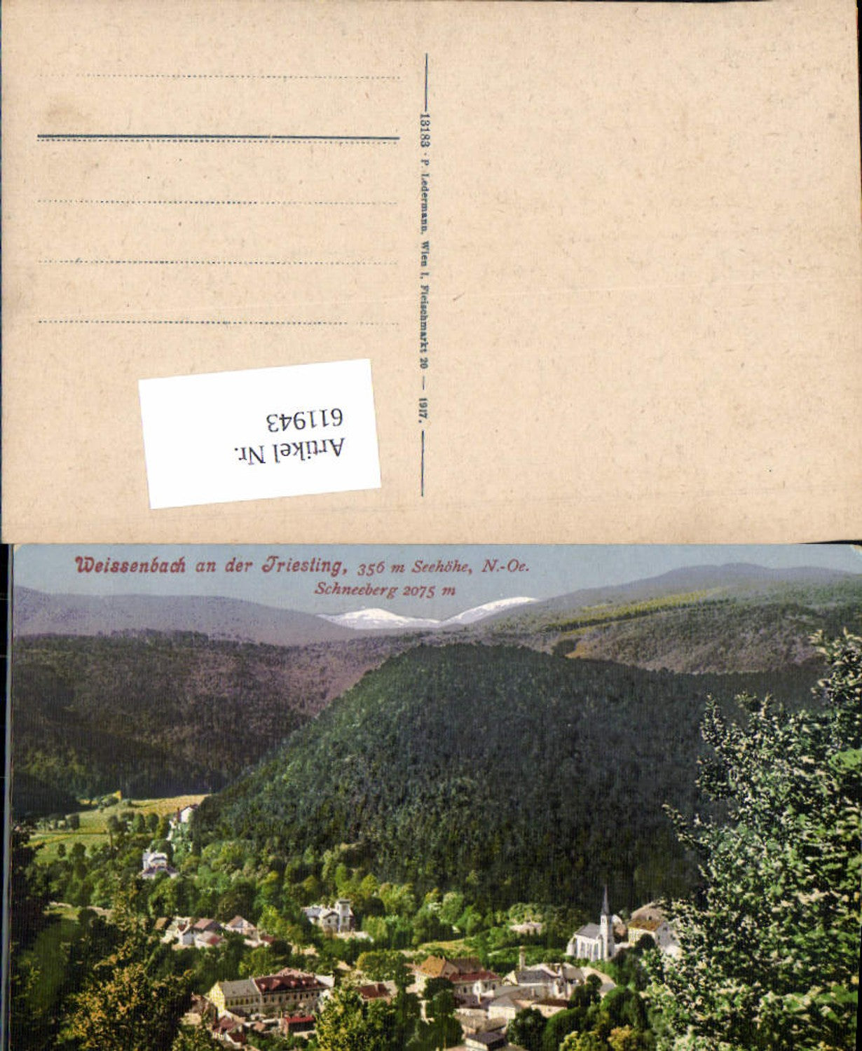 611943,tolle AK Weissenbach an der Triesting m. Schneeberg pub Ledermann 13183