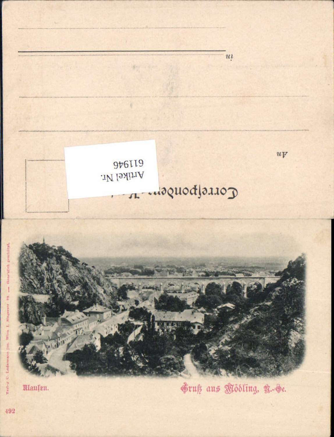 611946,Klausen bei Mödling m. Viadukt um 1897 pub Ledermann 492