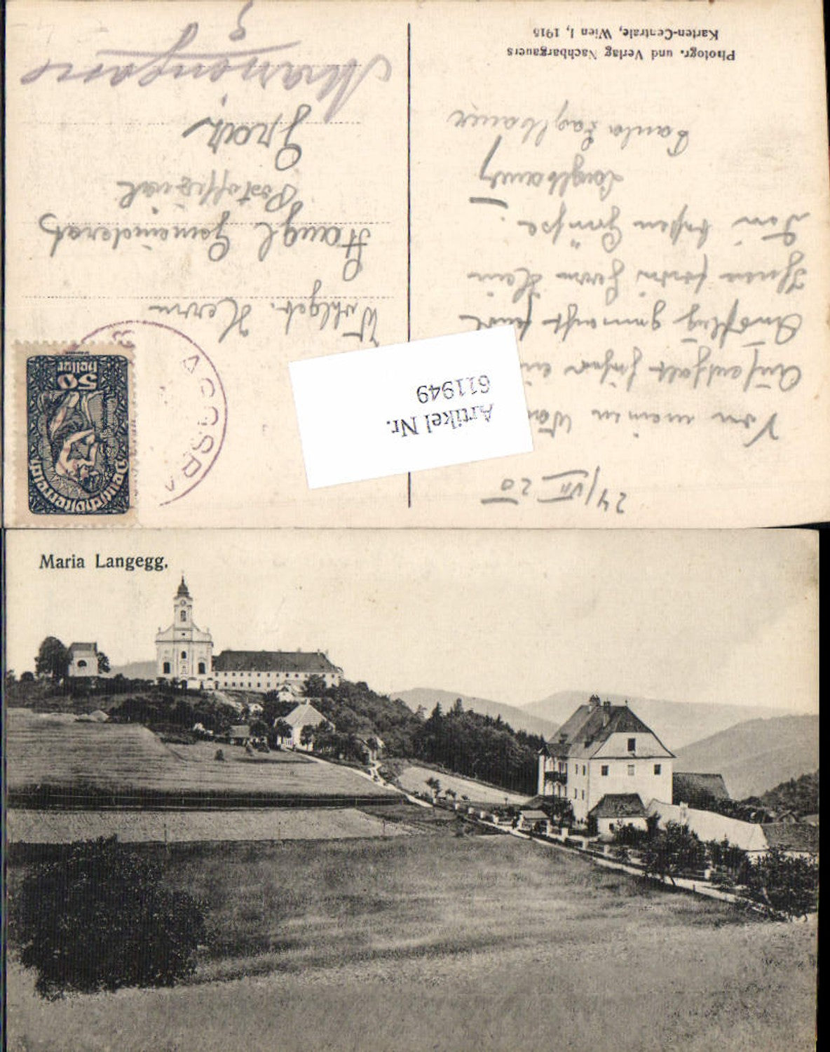 611949,Maria Langegg in der Wachau Spitz Aggsbach Dorf 1915