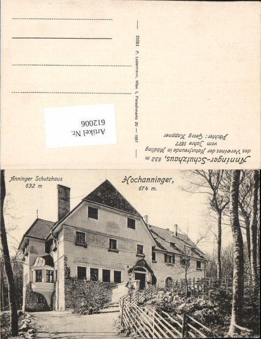 612006,Hochanninger Anninger Schutzhaus b. Mödling pub Ledermann 21051