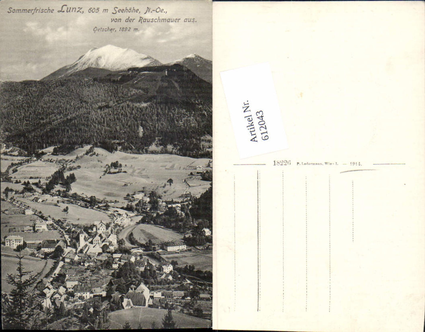 612043,Lunz am See Lunzersee v.d. Rauschmauer aus pub Ledermann 18226